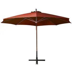 Berkfield Hanging Parasol with Pole Terracotta 3.5x2.9 m Solid Fir Wood