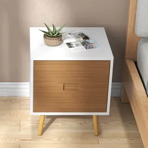 HOMCOM Bedside Table with 2 Drawers for Bedroom, Living Room