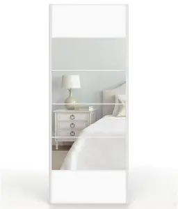 Shush Doors Mirrored White Satin Sliding Wardrobe Door 950mm x 2400mm