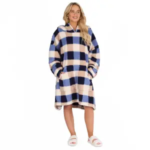 Check Fleece Hoodie Blanket Wearable Throw Soft Giant Oversized Gingham Jumper