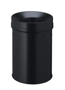 Durable SAFE+ Fire Extinguishing Metal Waste Bin - TUV Certified - 15L - Black