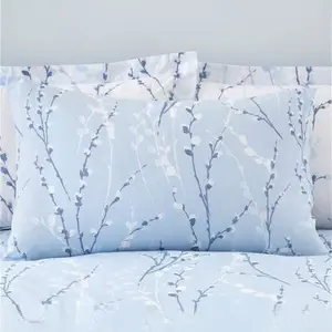 Dunelm Belle Reversible Duvet Cover And Pillowcase Set, Coastal, Size: Double, Blue, 100% Cotton