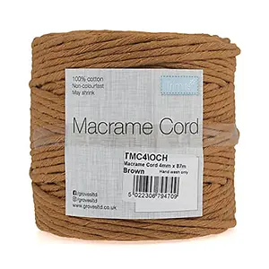 Trim: Macramé Cord: Cotton: 87m x 4mm: 0.5kg: Ochre