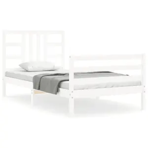 Berkfield Bed Frame with Headboard White 90x200 cm Solid Wood