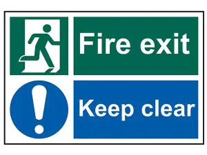 Durable PVC Fire Exit Keep Clear Sign - 300x200mm