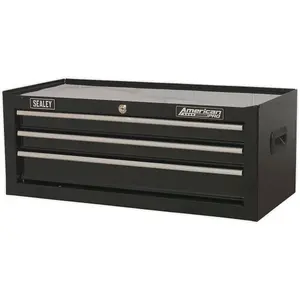 Lockable Black 3 Drawer Tool Chest - 670 x 315 x 255mm Storage Solution