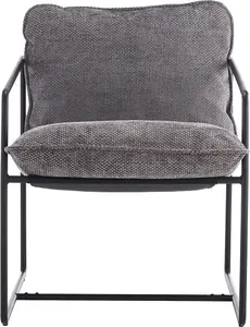 Tivoli Occasional Chair Black Metal Frame with Grey Fabric