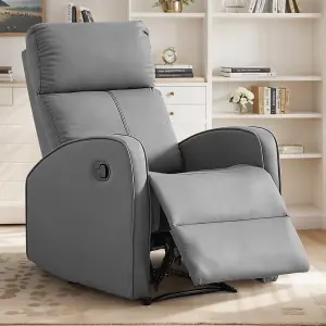 Manual Reclining Armchair in Grey Leather - Parma