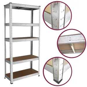 5 Shelf Steel & MDF Galvanised Heavy Duty Garage Shelving Unit (H) 1500mm x (W) 700mm