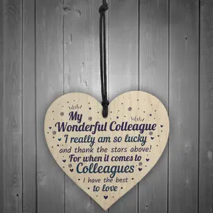 Red Ocean Colleague Plaque Wooden Heart Gift For Colleague Birthday Christmas Card Gift Keepsake Sign