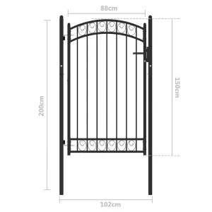 Berkfield Fence Gate with Arched Top Steel 100x150 cm Black