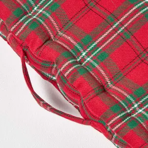 Homescapes Cotton Edward Tartan Floor Cushion, 50 x 50 cm