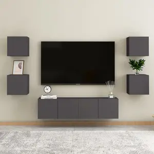 Berkfield Wall Mounted TV Cabinets 4 pcs Grey 30.5x30x30 cm