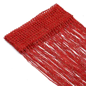 String Curtain Panel Spaghetti Tassel Curtain, 200cm x 90cm - Red