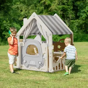 Plastic Playhouse Outdoor Play Games with Building Block Table