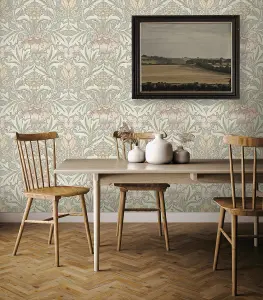 Acanthus Floral Vintage Unpasted Wallpaper