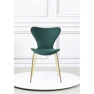 4 Doreen Velvet Upholstered Dining Chair with Black Metal Legs (Set of 4) Green / Gold