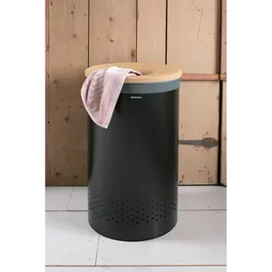 Brabantia Cork Lid Laundry Bin 60 Litre Black