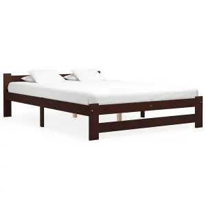 Berkfield Bed Frame Dark Brown Solid Pine Wood 180x200 cm 6FT Super King