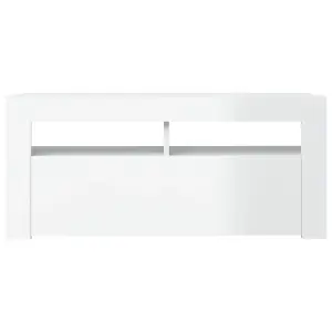 vidaXL TV Cabinet with LED Lights High Gloss White 90x35x40 cm