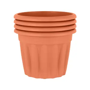 Wham 4x Vista Terracotta Plastic Planter, Round Garden Plant Pot, Medium Floor Pot (40cm, 20L, Pack of 4)