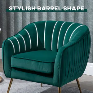 HOMCOM Velvet-Look Shell Shaped Chair with Thick Padded Seat, Green