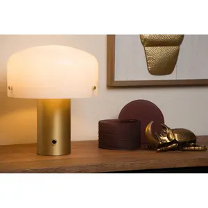 Lucide Timon Cottage Table Lamp - 1xE27 - 3 StepDim - Matt Gold, Brass