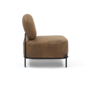 Faux Leather Suede Brown Flavia Accent Chair with Ottoman