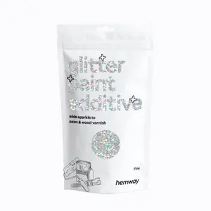 Hemway Glitter for Paint Additive, Silver Holographic Fine Size Flakes 100g Interior Exterior Mix Into Emulsion Paint