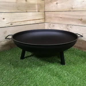 59cm / 23" Round Metal Fire Pit Basket Garden Patio Wood Solid Fuel Burner