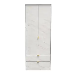 Fuji 2 Door 2 Drawer Wardrobe in Marble (Ready Assembled)