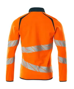 Mascot Accelerate Safe Modern Fit Zippered Sweatshirt (Hi-Vis Orange/Dark Petroleum)  (Medium)