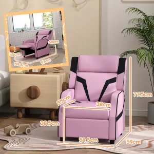 AIYAPLAY 2 in 1 Kids Armchair Recliner, PU Leather, for 3-9 Years Old, Pink