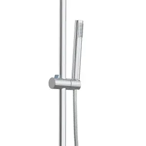 Rinse Bathrooms Thermostat Shower System, Round Twin Head Thermostatic Shower Mixer Set with 8" Rainfall Shower Head