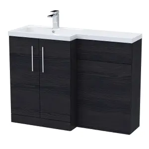 Furniture Combination Vanity Basin and WC Unit Left Hand - 1100mm x 390mm - Charcoal Black