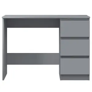 Dark Grey 3 Drawer Dressing Table Home Office Desk Scratch Resistant Bedroom Furniture