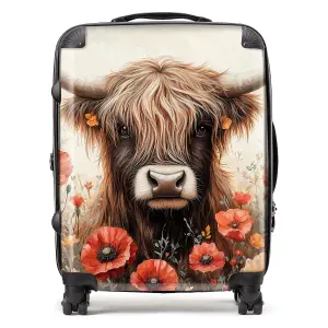 Highland Cow And Summer Flowers Suitcase - Large