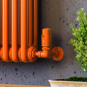 Terma Vision Orange Left sided Corner Radiator valve & lockshield (Dia)15mm x ½"