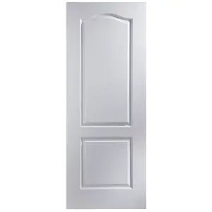 Arched 2 panel Unglazed Arched White Woodgrain effect Internal Fire door, (H)1981mm (W)762mm (T)35mm