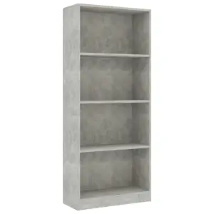 Berkfield 4-Tier Book Cabinet Concrete Grey 60x24x142 cm Engineered Wood