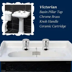 BATHWEST Basin Pillar Taps Tradition Bathroom Sink Taps for Basin Chromed Brass Basin Taps 061