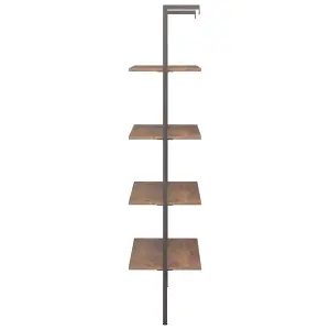 Berkfield 4-Tier Leaning Shelf Dark Brown and Black 64x35x152.5 cm