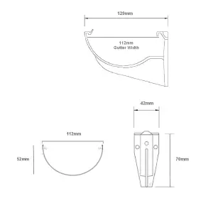 4 x Anthracite Grey Half Round Fascia Gutter Brackets, Freeflow 112mm Systems