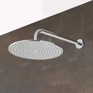 Nes Home Bathroom  Fixed Chrome Rainfall Shower Round Head With Rubber Nozzles 250mm