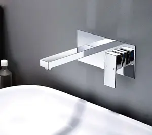 Wall Mounted Tap Waterfall Basin Sink Mixer Tap Bathroom Basin Tap Chrome Finish  Single Lever Hot Cold Tap