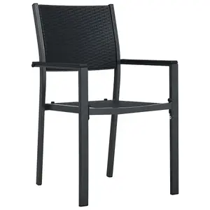 Berkfield Garden Chairs 2 pcs Black Plastic Rattan Look