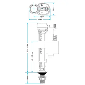 SPARES2GO Toilet Cistern Fill Valve Universal 1/2" BSP Adjustable Water Float Inlet (Bottom Entry)