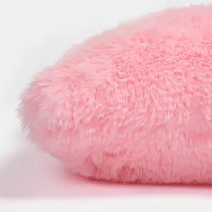 Fluffy Fleece Cushion Plump Filled Supersoft Warm Chair Pillow, Square - Pink