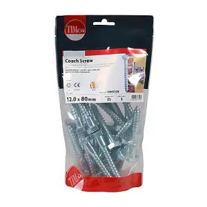 TIMCO Coach Screws Hex Head Silver  - 12.0 x 80