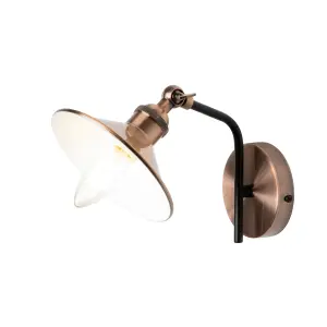 Litecraft Danica 1 Light Antique Copper Industrial Style Wall Light